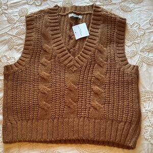 American Eagle Outfitters Tan Knit Sweater Vest